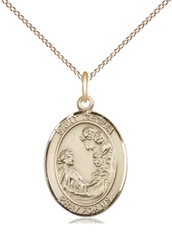 [8016GF/18GF] 14kt Gold Filled Saint Cecilia Pendant on a 18 inch Gold Filled Light Curb chain