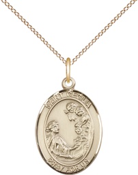 [8016GF/18GF] 14kt Gold Filled Saint Cecilia Pendant on a 18 inch Gold Filled Light Curb chain