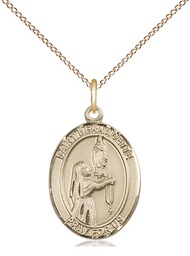 [8017GF/18GF] 14kt Gold Filled Saint Bernadette Pendant on a 18 inch Gold Filled Light Curb chain