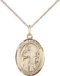 [8018GF/18GF] 14kt Gold Filled Saint Brendan the Navigator Pendant on a 18 inch Gold Filled Light Curb chain