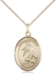[8020GF/18GF] 14kt Gold Filled Saint Charles Borromeo Pendant on a 18 inch Gold Filled Light Curb chain