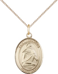 [8020GF/18GF] 14kt Gold Filled Saint Charles Borromeo Pendant on a 18 inch Gold Filled Light Curb chain