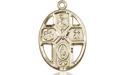 [0880KT] 14kt Gold 5-Way / Holy Spirit Medal