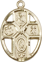 [0880KT] 14kt Gold 5-Way / Holy Spirit Medal