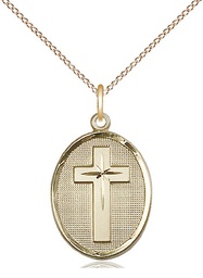 [0883GF/18GF] 14kt Gold Filled Cross Pendant on a 18 inch Gold Filled Light Curb chain