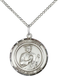 [8060RDSS/18SS] Sterling Silver Saint Jude Pendant on a 18 inch Sterling Silver Light Curb chain