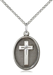 [0883SS/18SS] Sterling Silver Cross Pendant on a 18 inch Sterling Silver Light Curb chain