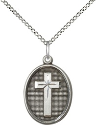 [0883SS/18SS] Sterling Silver Cross Pendant on a 18 inch Sterling Silver Light Curb chain
