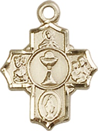 [0890KT] 14kt Gold Communion 5-Way Medal