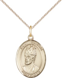 [8026GF/18GF] 14kt Gold Filled Saint Edward the Confessor Pendant on a 18 inch Gold Filled Light Curb chain