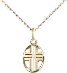[0977GF/18GF] 14kt Gold Filled Cross Pendant on a 18 inch Gold Filled Light Curb chain