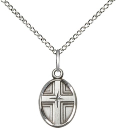 [0977SS/18SS] Sterling Silver Cross Pendant on a 18 inch Sterling Silver Light Curb chain