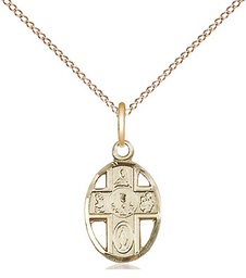 [0979GF/18GF] 14kt Gold Filled 5-Way / Chalice Pendant on a 18 inch Gold Filled Light Curb chain