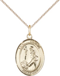 [8030GF/18GF] 14kt Gold Filled Saint Dominic de Guzman Pendant on a 18 inch Gold Filled Light Curb chain