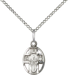 [0979SS/18SS] Sterling Silver 5-Way / Chalice Pendant on a 18 inch Sterling Silver Light Curb chain