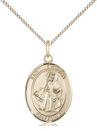 [8032GF/18GF] 14kt Gold Filled Saint Dymphna Pendant on a 18 inch Gold Filled Light Curb chain