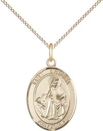 [8032GF/18GF] 14kt Gold Filled Saint Dymphna Pendant on a 18 inch Gold Filled Light Curb chain