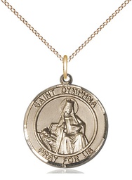 [8032RDGF/18GF] 14kt Gold Filled Saint Dymphna Pendant on a 18 inch Gold Filled Light Curb chain