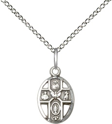 [0980SS/18SS] Sterling Silver 5-Way Pendant on a 18 inch Sterling Silver Light Curb chain