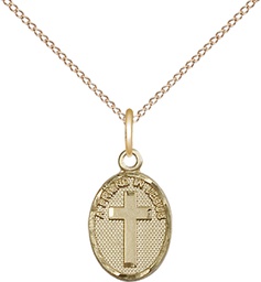 [0981GF/18GF] 14kt Gold Filled Friend In Jesus Cross Pendant on a 18 inch Gold Filled Light Curb chain