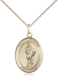 [8034GF/18GF] 14kt Gold Filled Saint Florian Pendant on a 18 inch Gold Filled Light Curb chain