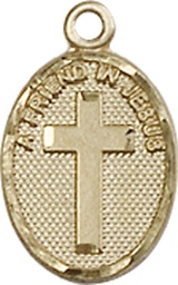 [0981KT] 14kt Gold Friend In Jesus Cross Medal