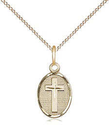 [0983GF/18GF] 14kt Gold Filled Cross Pendant on a 18 inch Gold Filled Light Curb chain