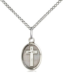 [0983SS/18SS] Sterling Silver Cross Pendant on a 18 inch Sterling Silver Light Curb chain