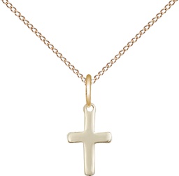 [1006GF/18GF] 14kt Gold Filled Cross Pendant on a 18 inch Gold Filled Light Curb chain