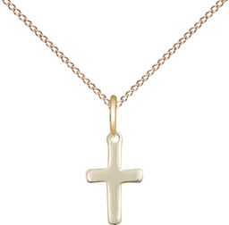 [1006GF/18GF] 14kt Gold Filled Cross Pendant on a 18 inch Gold Filled Light Curb chain