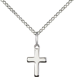 [1006SS/18SS] Sterling Silver Cross Pendant on a 18 inch Sterling Silver Light Curb chain