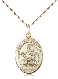 [8037GF/18GF] 14kt Gold Filled Saint Francis Xavier Pendant on a 18 inch Gold Filled Light Curb chain