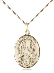 [8041GF/18GF] 14kt Gold Filled Saint Genevieve Pendant on a 18 inch Gold Filled Light Curb chain