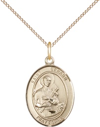 [8042GF/18GF] 14kt Gold Filled Saint Gerard Majella Pendant on a 18 inch Gold Filled Light Curb chain