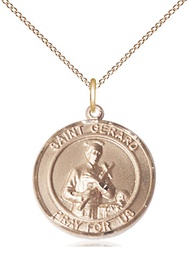 [8042RDGF/18GF] 14kt Gold Filled Saint Gerard Pendant on a 18 inch Gold Filled Light Curb chain