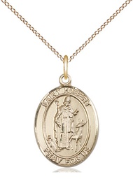 [8045GF/18GF] 14kt Gold Filled Saint Hubert of Liege Pendant on a 18 inch Gold Filled Light Curb chain
