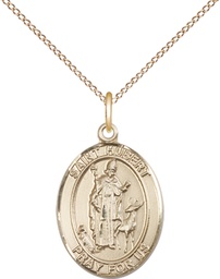 [8045GF/18GF] 14kt Gold Filled Saint Hubert of Liege Pendant on a 18 inch Gold Filled Light Curb chain