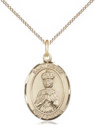 [8046GF/18GF] 14kt Gold Filled Saint Henry II Pendant on a 18 inch Gold Filled Light Curb chain