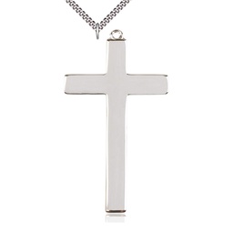 [1420SS/24S] Sterling Silver Cross Pendant on a 24 inch Light Rhodium Heavy Curb chain