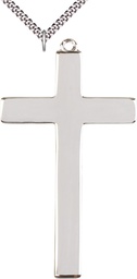 [1420SS/24S] Sterling Silver Cross Pendant on a 24 inch Light Rhodium Heavy Curb chain