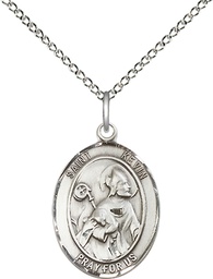 [8062SS/18SS] Sterling Silver Saint Kevin Pendant on a 18 inch Sterling Silver Light Curb chain