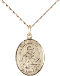 [8049GF/18GF] 14kt Gold Filled Saint Isidore of Seville Pendant on a 18 inch Gold Filled Light Curb chain