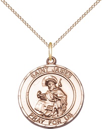 [8050RDGF/18GF] 14kt Gold Filled Saint James the Greater Pendant on a 18 inch Gold Filled Light Curb chain