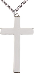 [1426SS/24S] Sterling Silver Choir Cross Pendant on a 24 inch Light Rhodium Heavy Curb chain