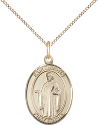 [8052GF/18GF] 14kt Gold Filled Saint Justin Pendant on a 18 inch Gold Filled Light Curb chain