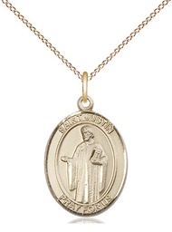 [8052GF/18GF] 14kt Gold Filled Saint Justin Pendant on a 18 inch Gold Filled Light Curb chain