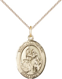 [8053GF/18GF] 14kt Gold Filled Saint Joan of Arc Pendant on a 18 inch Gold Filled Light Curb chain