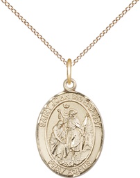 [8054GF/18GF] 14kt Gold Filled Saint John the Baptist Pendant on a 18 inch Gold Filled Light Curb chain