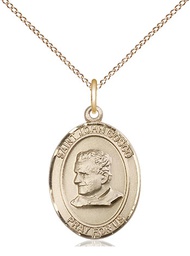 [8055GF/18GF] 14kt Gold Filled Saint John Bosco Pendant on a 18 inch Gold Filled Light Curb chain