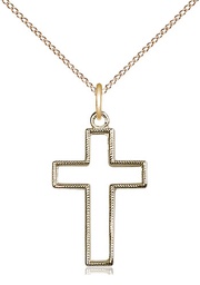 [1708GF/18GF] 14kt Gold Filled Cross Pendant on a 18 inch Gold Filled Light Curb chain